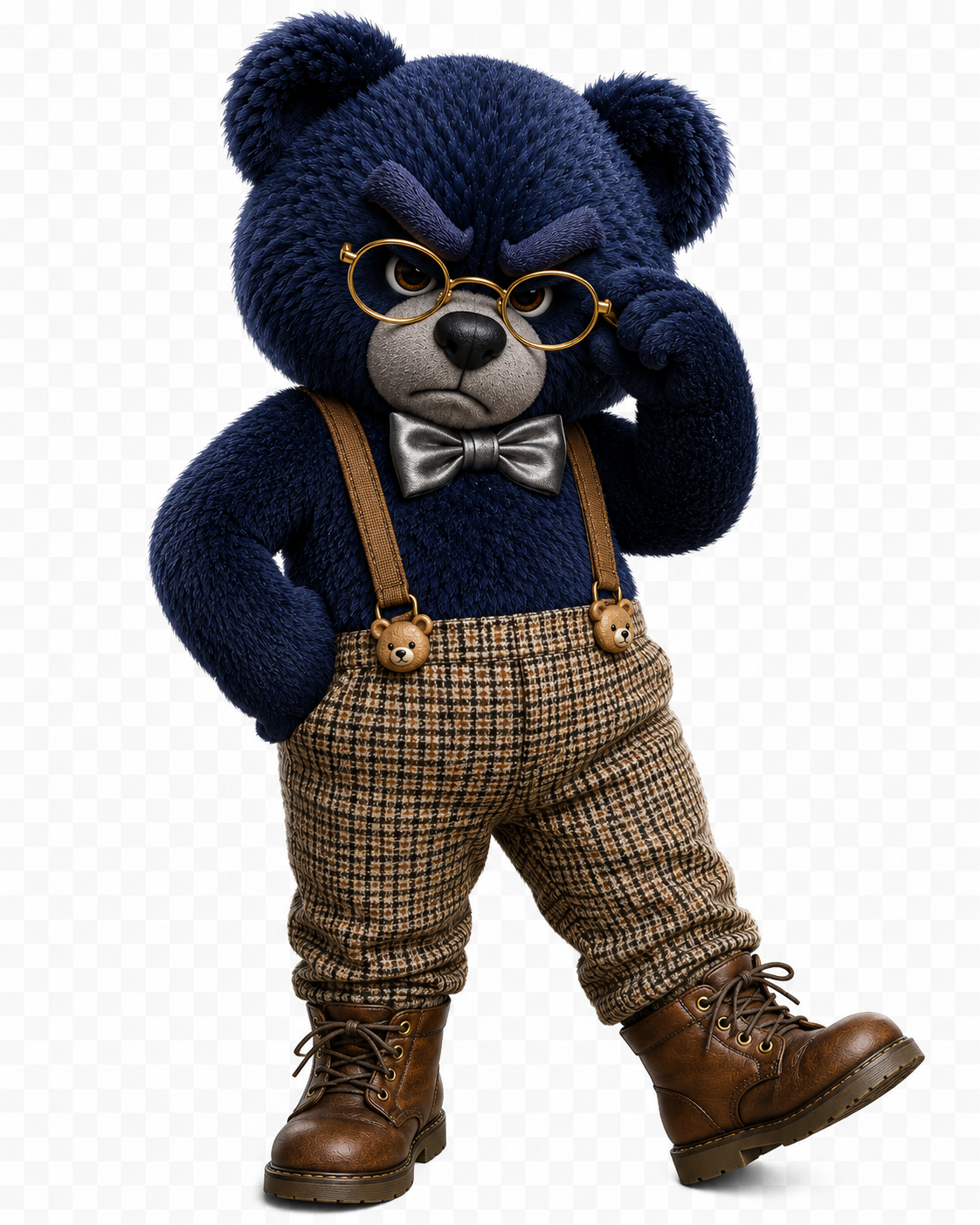 Scowlington the grumpy bear with hand on hip