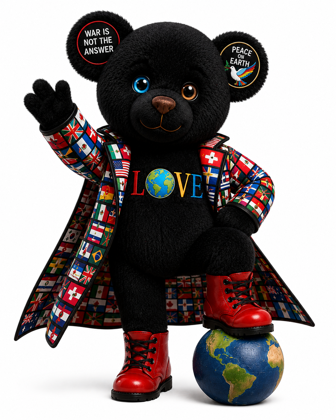 Unity the Peace Bear with the globe